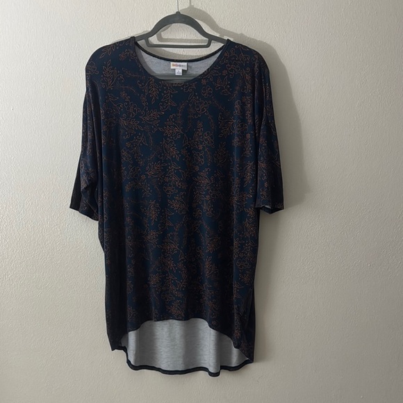 LuLaRoe Tops - Navy‎ and Brown Patterned Top